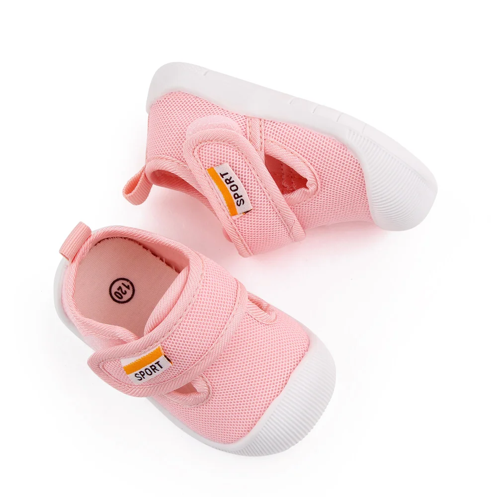 Children 1-3 Years Old Solid Color Mesh Surface Breathable Soft Soled Non-slip Shoes for Kids factory