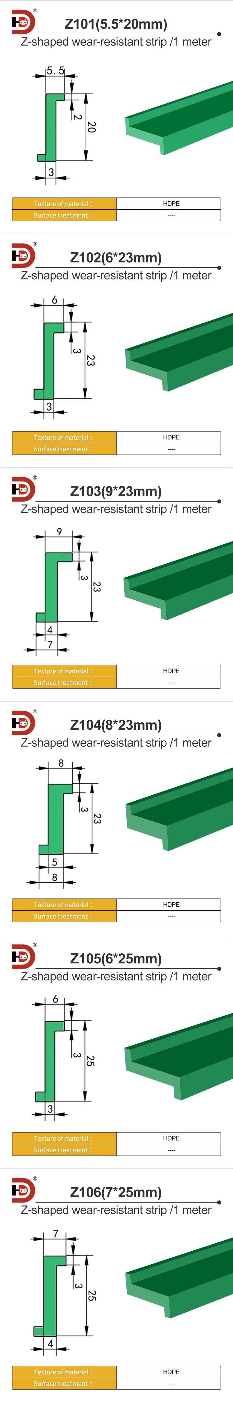 Plastic Wear-resistant Strip W47/W46 Polymer Guide Strip Lining Chain Plate Conveyor Accessories Cushion Rubber Strip details