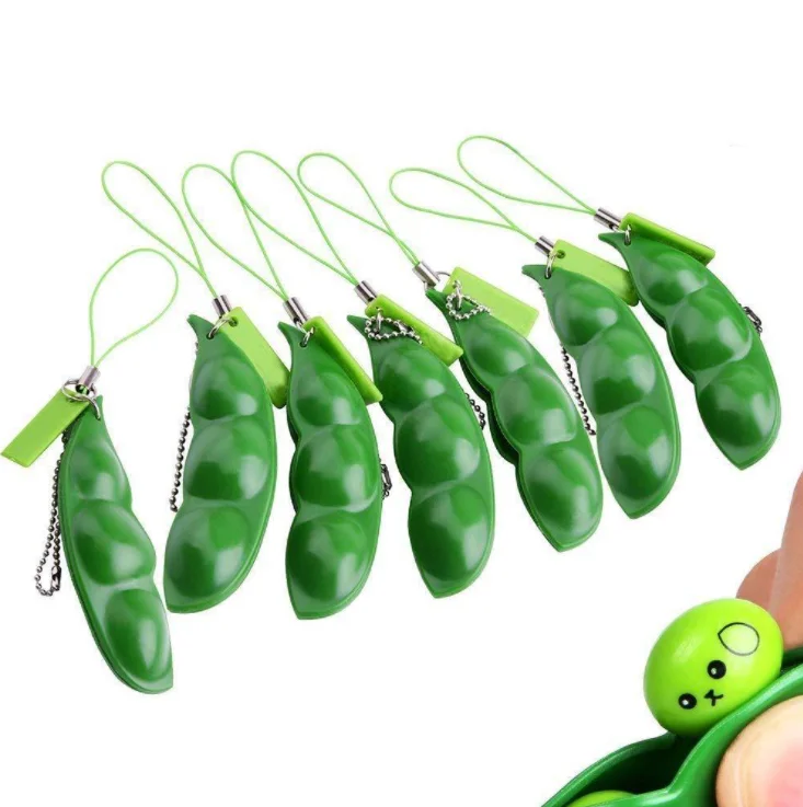 squeeze bean fidget toy magic bean pea keychain