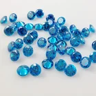 Diamond Topaz Brillant 7mm Round Diamond Cut Blue Topaz Cz Gemstone