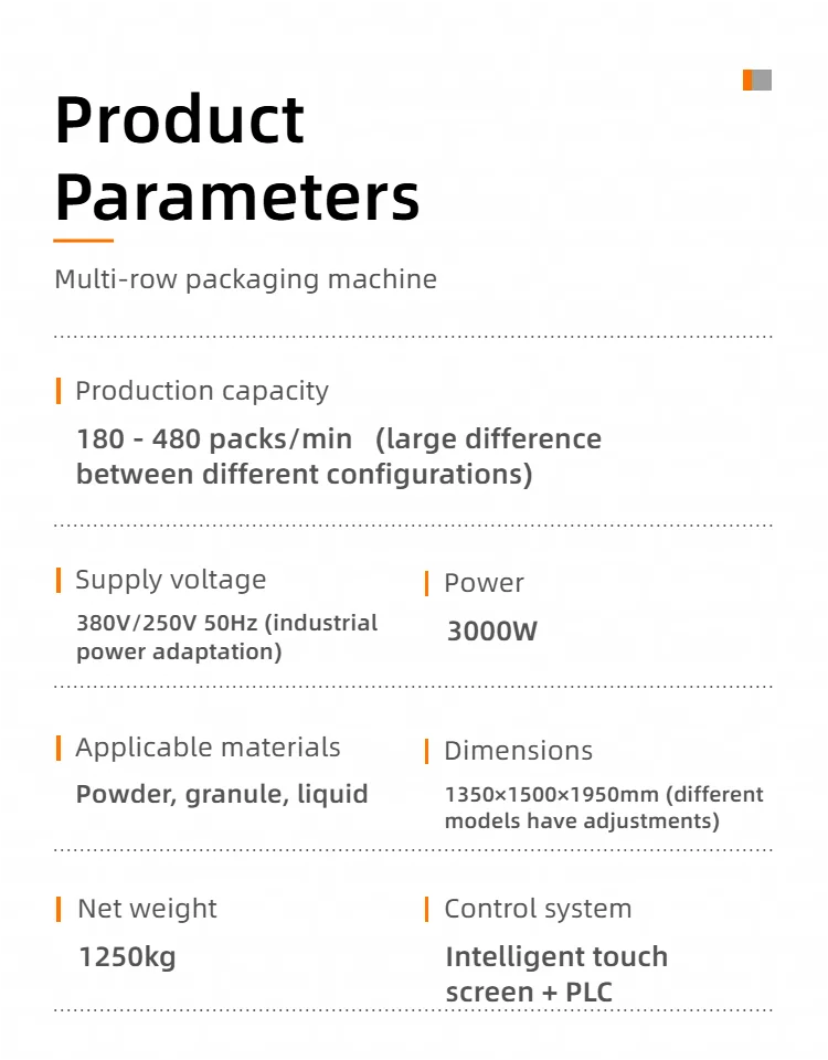 Easy To Operate High-Accuracy Multi Lane Packing Machine with Energy Saving Multi-row Powder Packaging