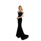 Evening Gown 2021 Spandex/Polyester Lustrous Satin Appliqued Off-ShoulderV-neck Cheap Evening Long Gown