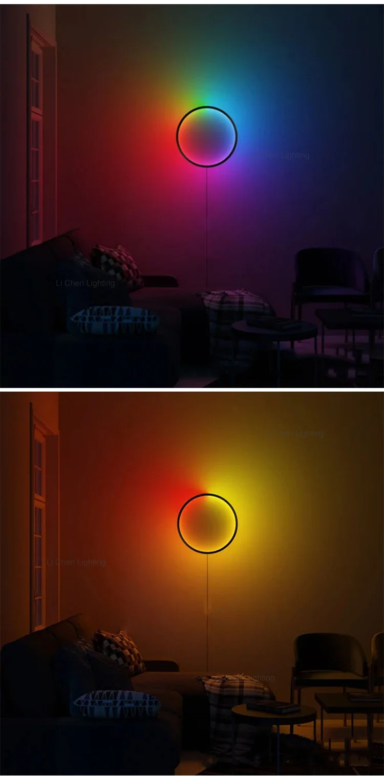 w0050 1 new product indoor decoration for living room metal round modern rgb led wall light-1
