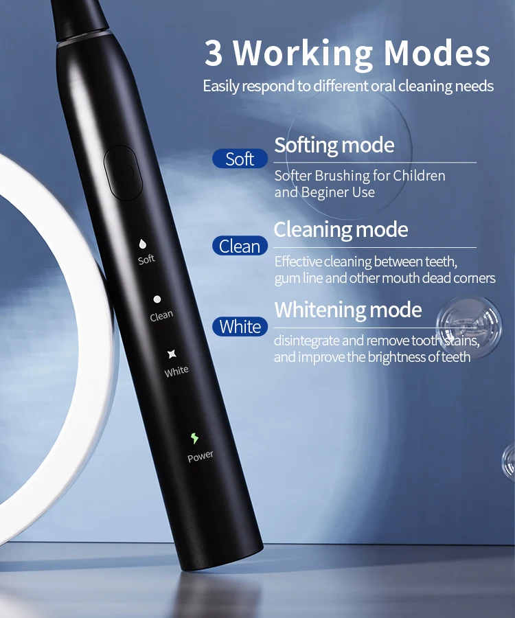 Private Label Ipx 7 Sonic Electric Toothbrush With 2pcs Toothbrush Head