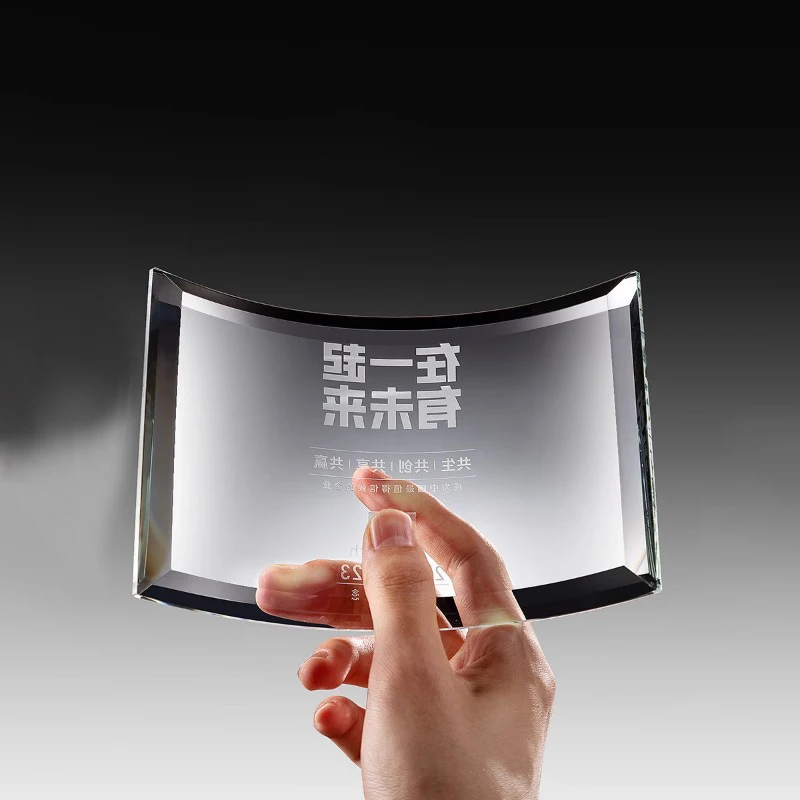 product business custom simplify design crystal trophy and awards glass shield plaque medals glass crystal trophy-6
