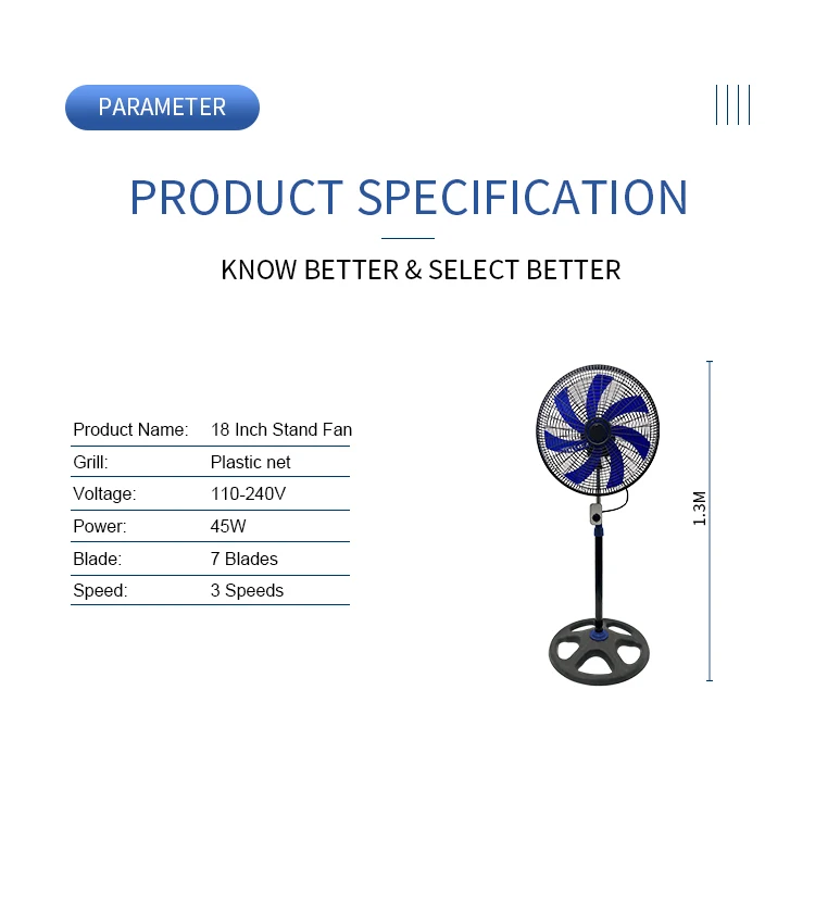 Plastic Stand Fan, 18-Inch, Electric - detail 14
