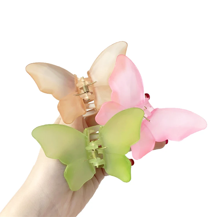 wholesale female 7CM Butterfly-shaped  frosted hair claw for women acrylic hair clip hair  accessories