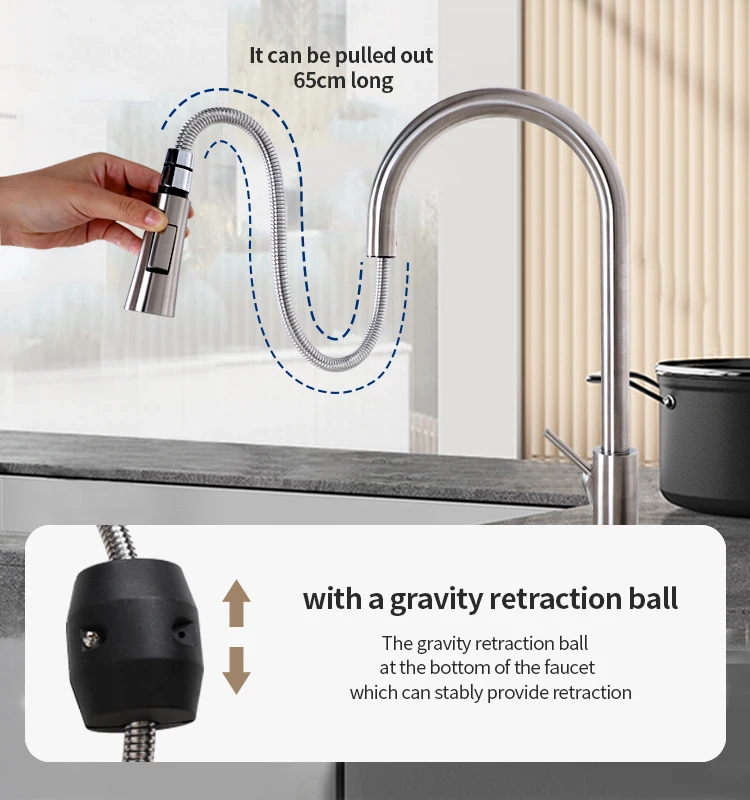 Good-value us style kitchen faucet upc pull down single handle pull out kitchen faucet for sink
