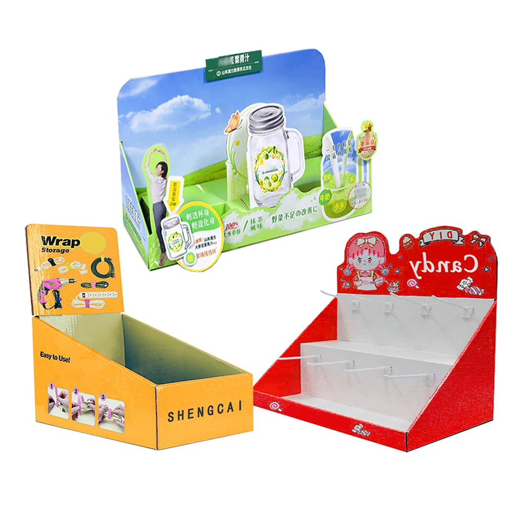 纸质便携式台面纸盒纸板食品商店定制立弹出式桌子零售店柜台展示盒