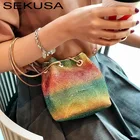 2020 Hot Fashion Bling Purse Party Rainbow Colors Crystal Rhinestone Ladies Handbag Wholesale