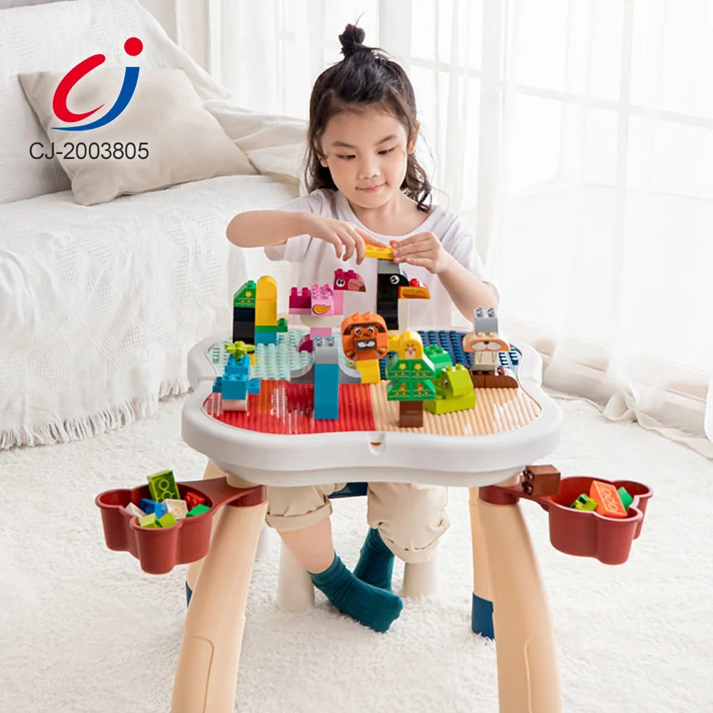 New Toys Eco Friendly Baby Products Building Block Table Set, Gift Toys For Kids Educational Plastic Blocks Table Chair Sets