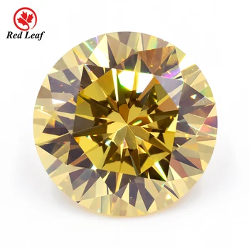 Redleaf round Brilliant cut golden yellow gems synthetic rough zirconia 7mm loose gemstone cubic zirconia