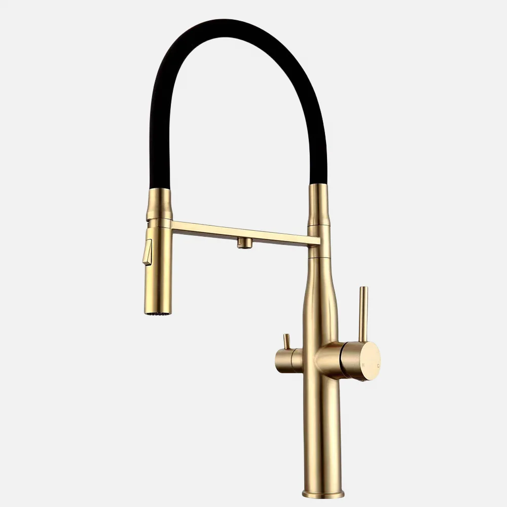 brass dual handles pull out space aluminum sink rack holder kitchen water saving faucet plastic aerator
