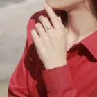 Ring Silver Classic Design Ring Round S925 Sterling Silver Morsonite Engagement Ring