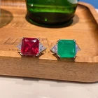 Rings Stone Ring Aaa Cz Stone Wholesale Silver Jewelry High Quality Rings Custom Lucky Green Stone Ring