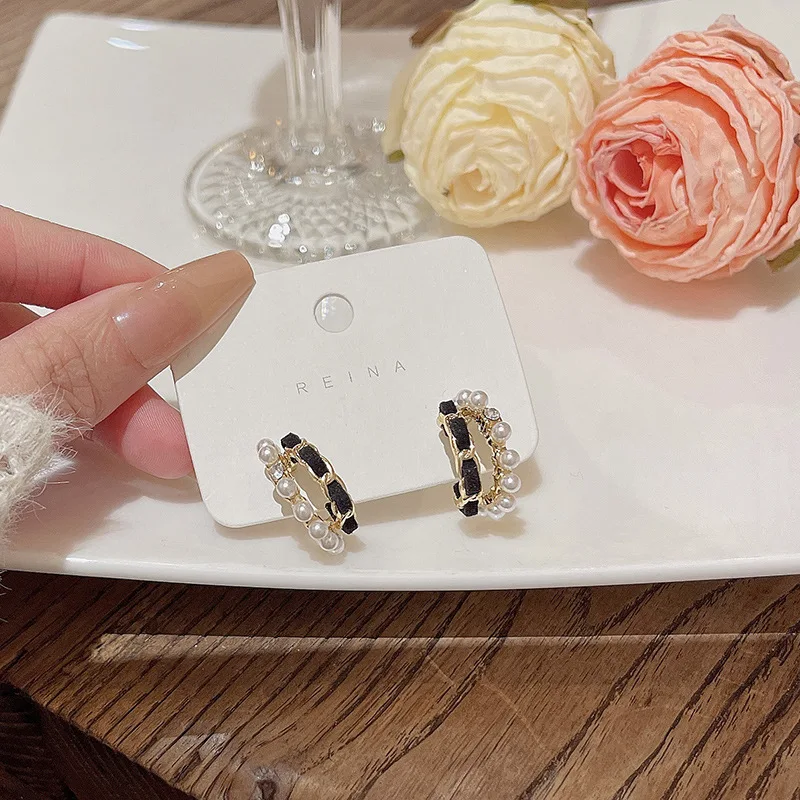 S925 sterling silver luxury personalized simple temperament pearl fashion jewelry earrings women