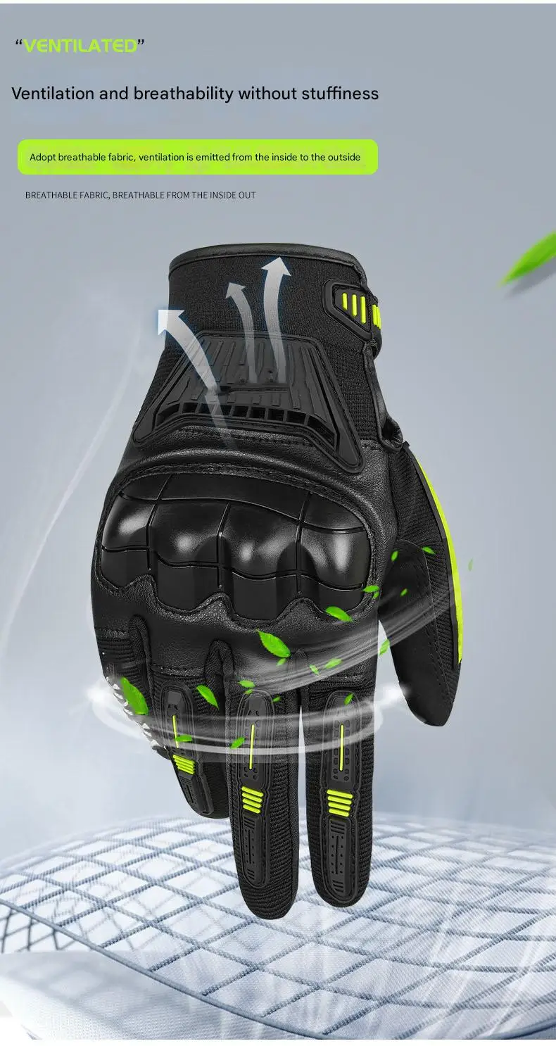 Long Finger Touch Screen Breathable Anti-Fall Gloves for Spring Summer Off-Road Riding Essential Motorcycle Accessory for Rider