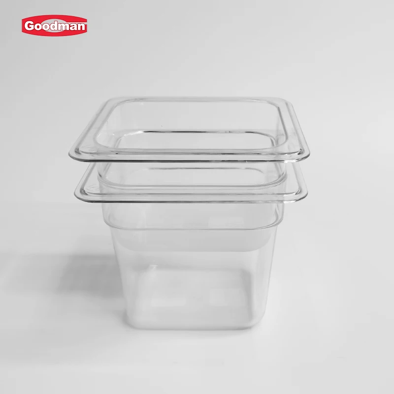 Catering equipment kitchen polycarbonate gastronorm clear container 1/6 food pan plastic food gn pan