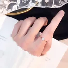Gold Simple Very Fine Six-claw Single Diamond Rose Gold Titanium Steel Ring Female Jewelry