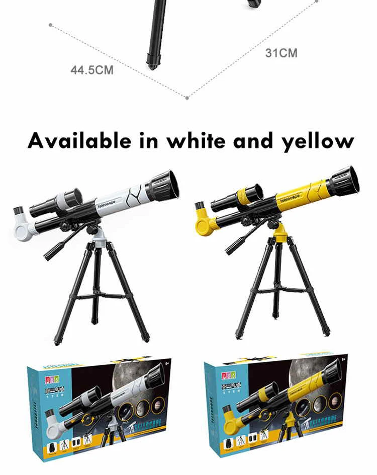 Trépied ajustable pour enfants, jouet, télescope à fort grossissement, astronomie, scientifique des enfants