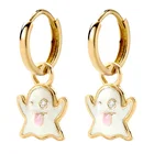 Huggie Milskye Lovely 925 Silver 14K Gold CZ Enamel Chost Huggie Earrings