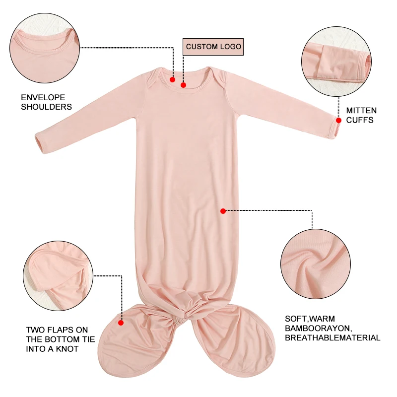Customize Cute Baby Sleeping Suit Wearable Swaddle Blanket Bamboo Spandex Knitted Sleeping Bag Sleep Sack