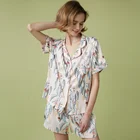 Silk Animal Print Silk Satin Short Sleeve Pajama Set
