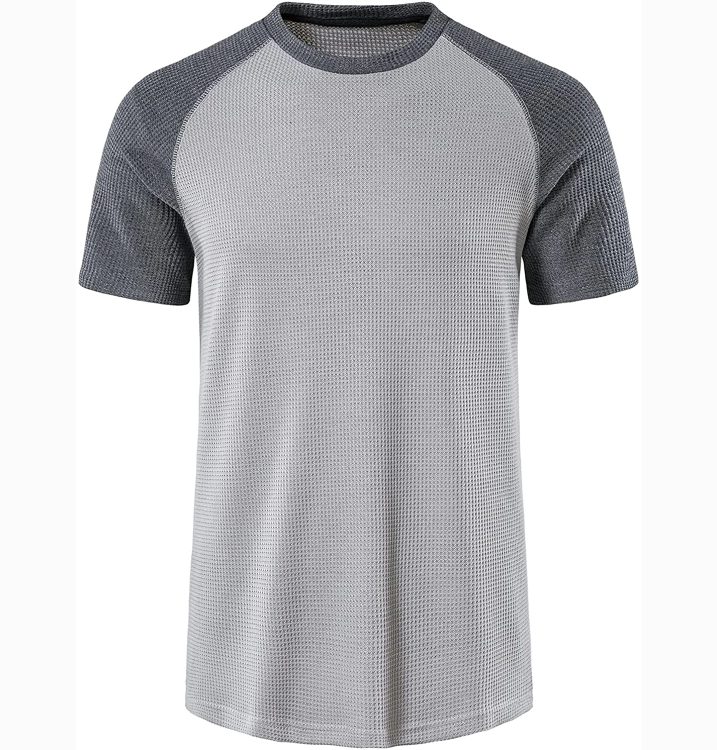 Men's Casual Raglan Slim Fit Waffle 
