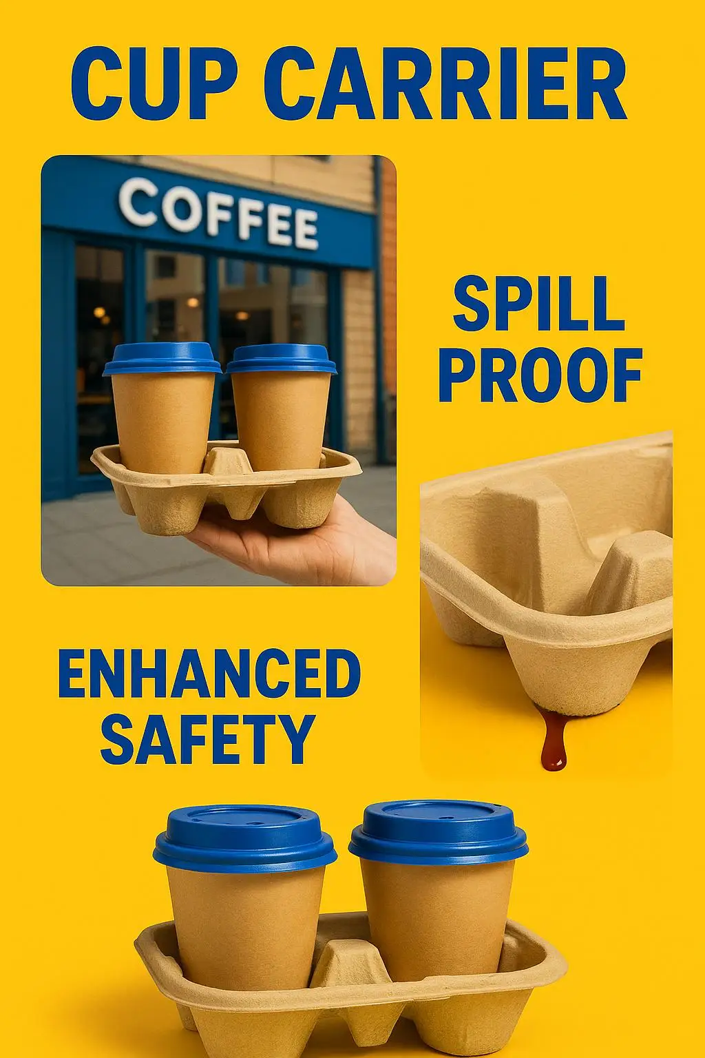 Wholesale Eco-Friendly Bagasse Fiber Takeout Cup Carrier Biodegradable and Disposable for Hot Cold Drinks for Parties Coffee - detail 6