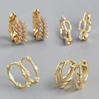 Diamond Earrings Earring Three-ring Diamond Style All-match Cubic Zirconia Stud Women Earrings Leaf Earring
