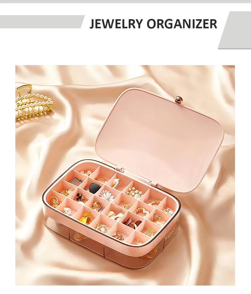 product 2024 double layer transparent desktop ring necklace abs 30 boxes of pearl jewelry storage-3