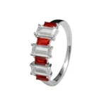 Jewelry 925 Silver Set Emerald Cut Zircon Ruby China Wholesale 925 Silver Jewelry Necklace Baguette Ear Ring Set