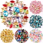 Crystal Crystals Gold Claw Setting 50Pcs/Bag Shapes Mix Clear Jelly Candy AB Glass Crystal Sew On Rhinestone