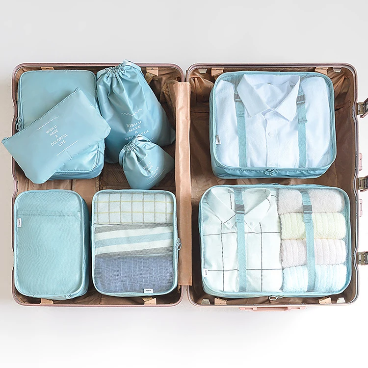 Travel Accessories 6/7/8 Set Luggage Packing Organizers Foldable Suitcase Packing Cubes Storage Bag