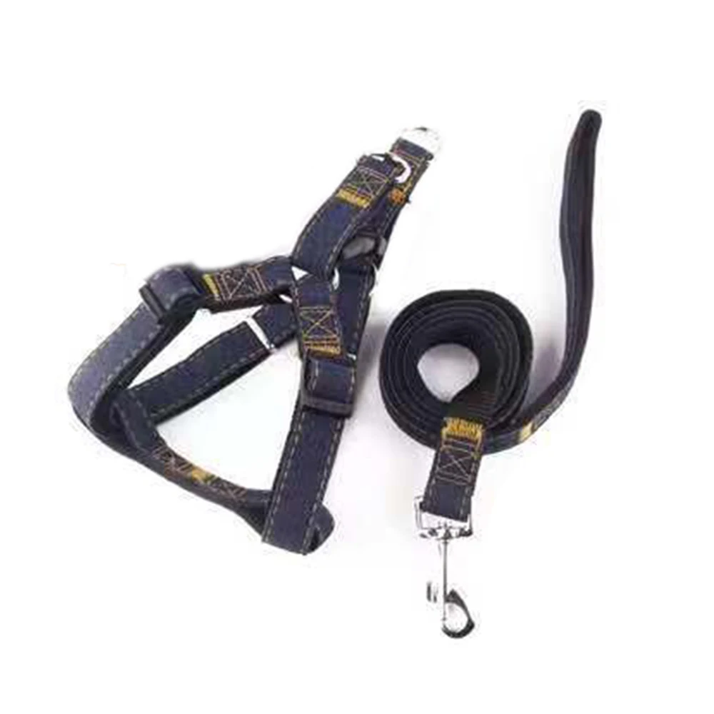 Jean Dog Harness And Leash in blue colour