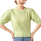 100% Women Slim Fit Candy Color 100% Acrylic Short Sleeve Knit Sweater