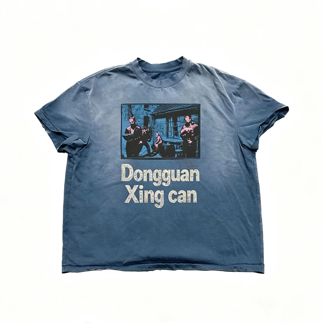 product custom men summer vintage washed brown t shirt dtg digital printed graphic boxy fit streetwear short sleeve top 100cotton-2