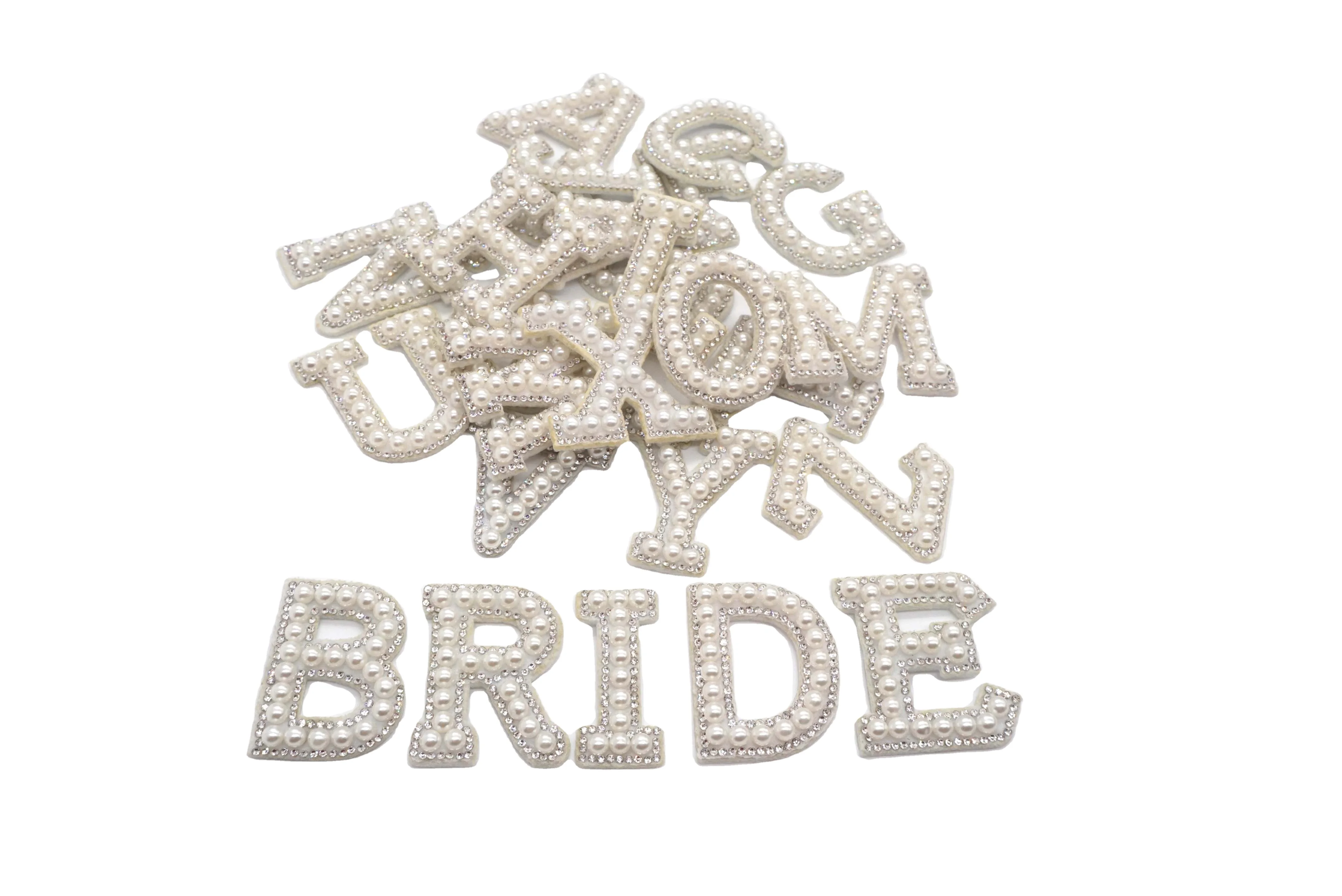 Factory direct sale Y letter iron on patches bulk rainbow pearl letter patches