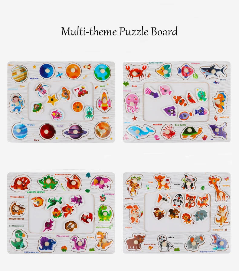 Planche à main en bois, Puzzle avec animaux, jeux de pêche, jouets d'apprentissage, Puzzle pour enfants d'âge préscolaire, fournisseur éducatif