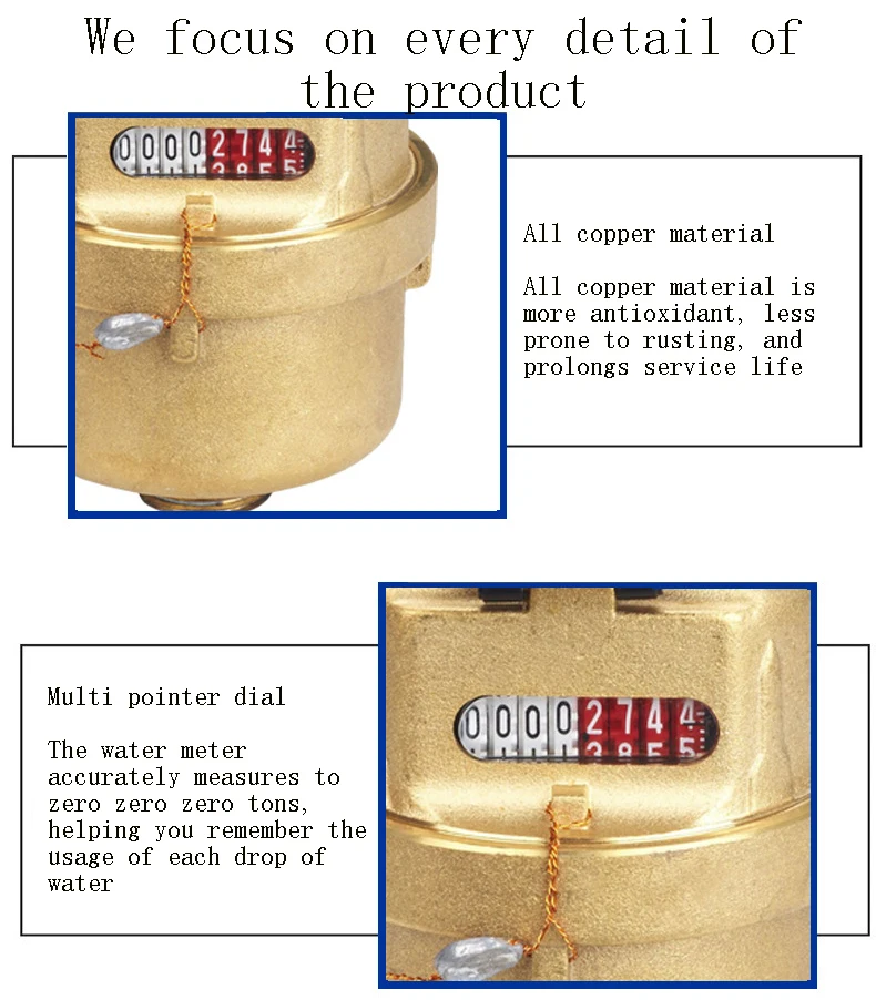 Lirlee Digital Water Meter Brass Body Volumetric Rotary Piston Water