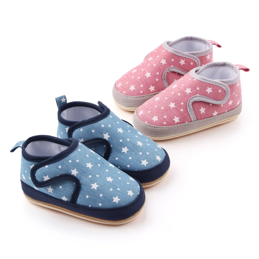 0-1 year old infants solid color star linen double patch baby casual cute toddler shoes details