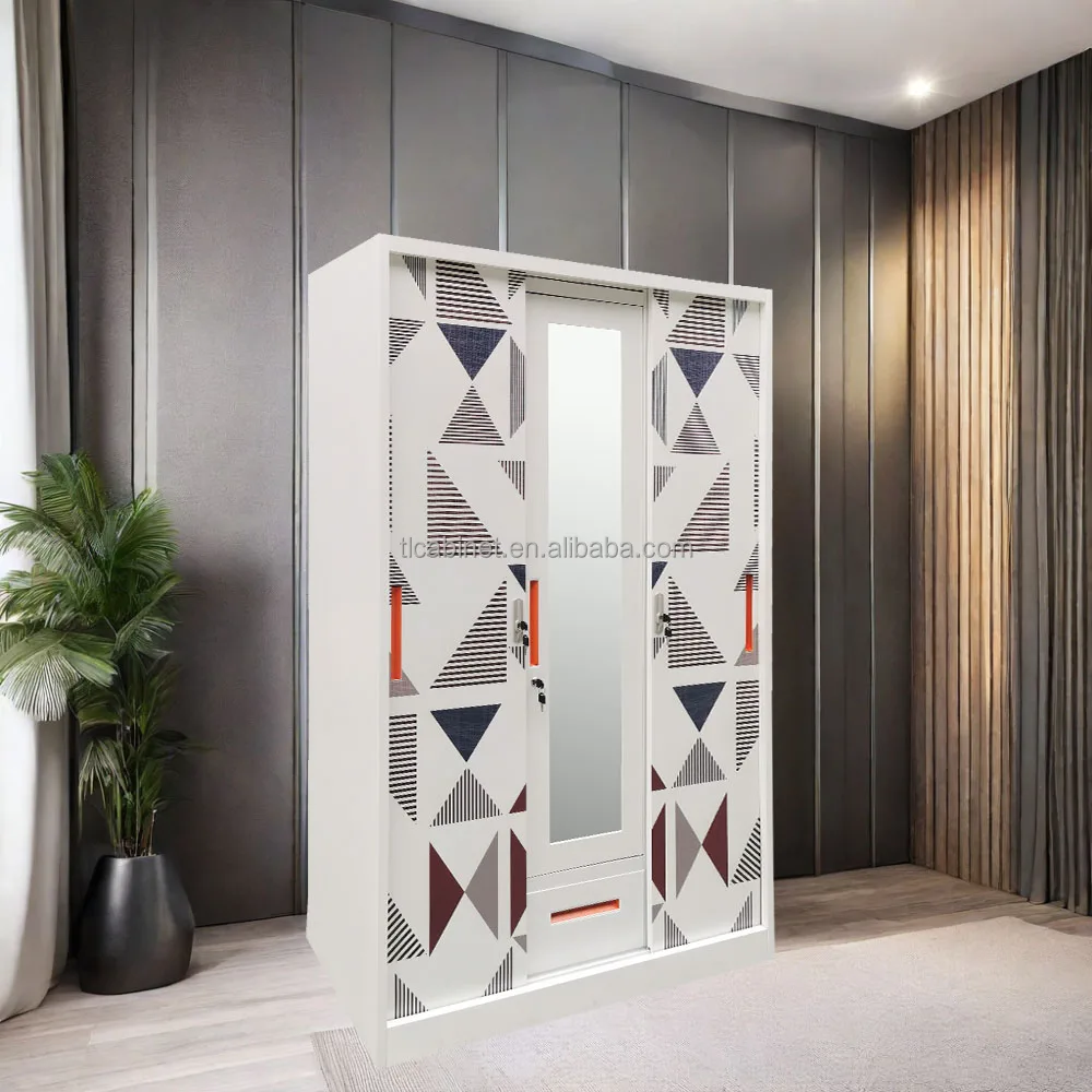 3 door steel wardrobe clothes lemari besi cupboards for bedroom wardrobe sliding door wardrobe