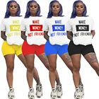 Short Women Women Custom Fashion Letter Short Sleeve Casual Women Summer 2 Piece Sets
