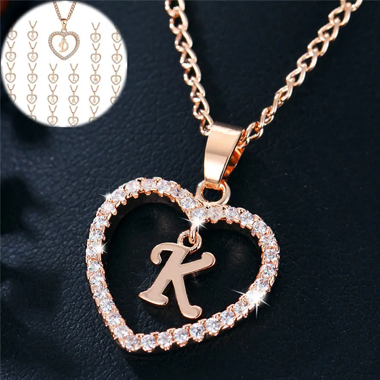 Rose Gold Plated Love Shape Initial 