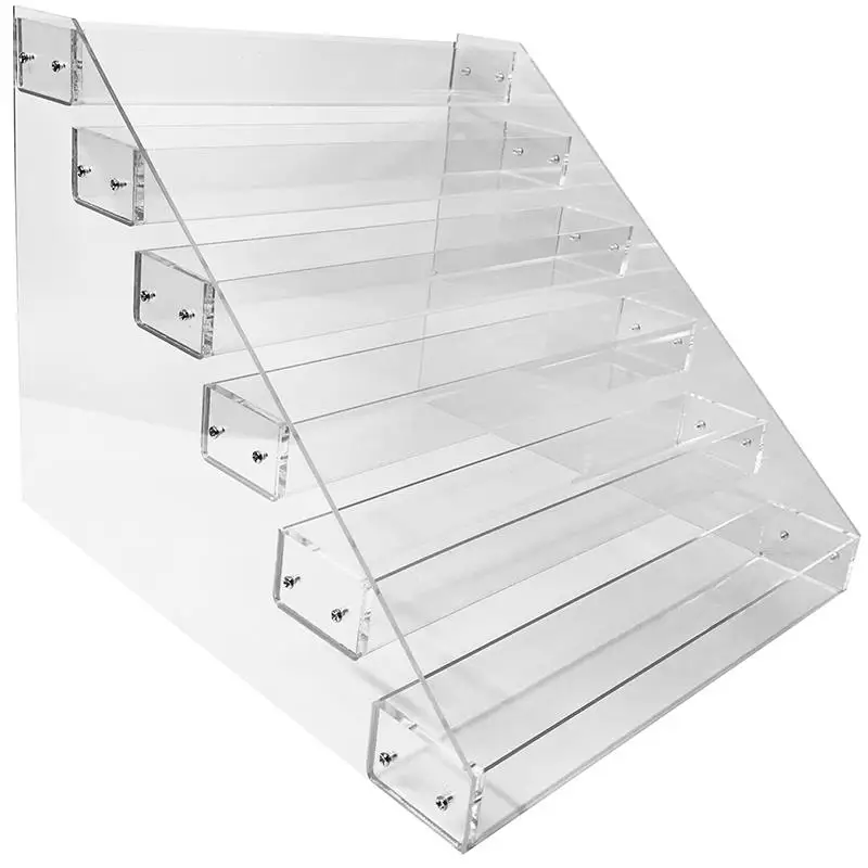 Custom 4 Tier Desktop Clear Acrylic Display Stand Shelf Divider