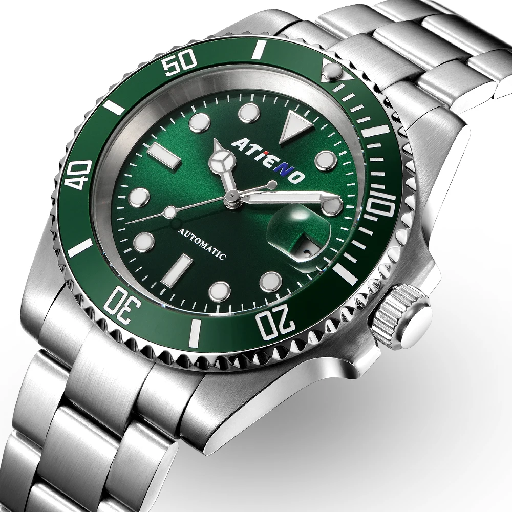 &quot;Luxury Automatic Diver Ceramic Bezel Watch Luminous Waterproof Stainless Steel Men's Mechanical Watch Nh35 Movement reloj hombr
