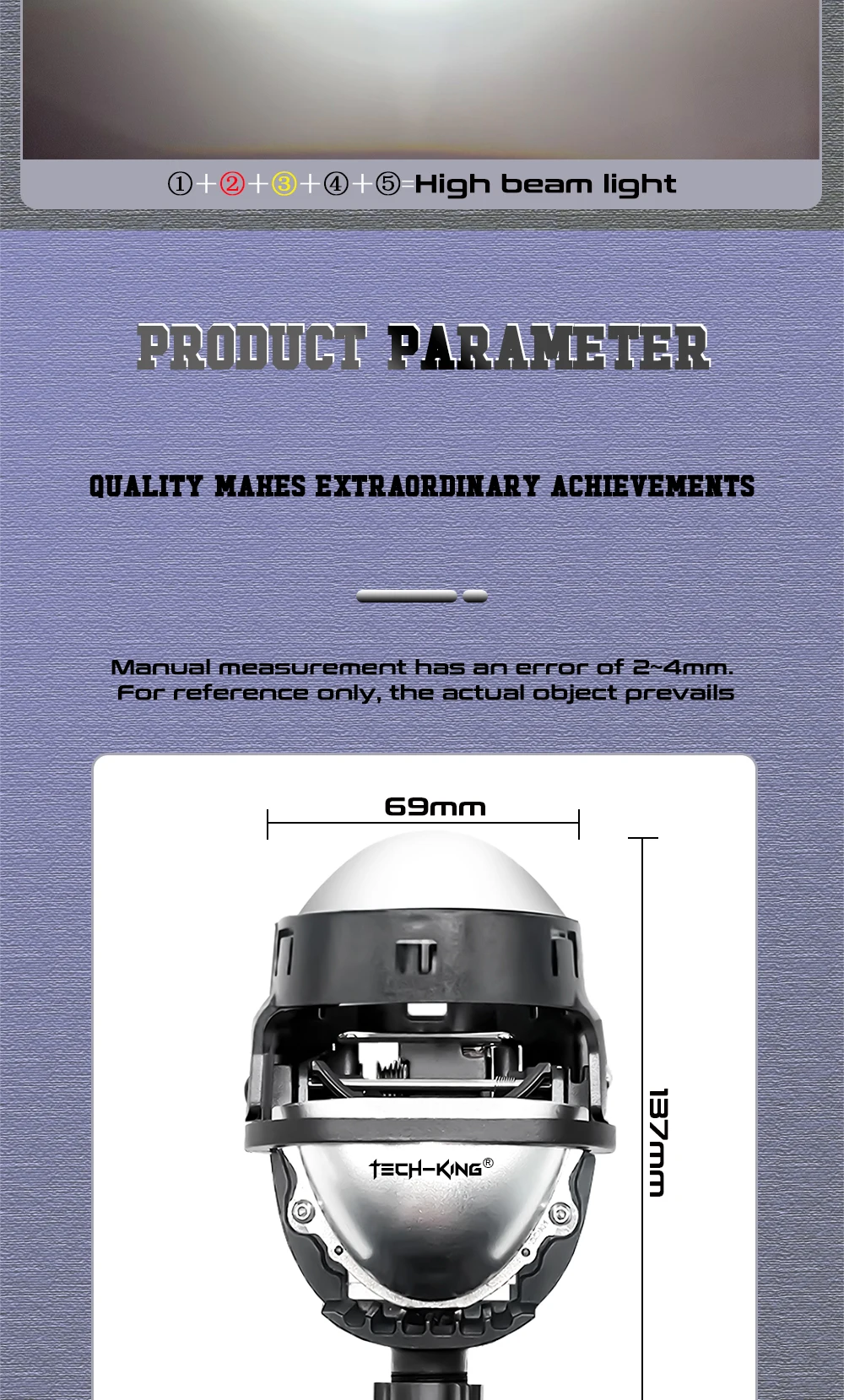 Bi Led Projector 2.5 Inch 124W Canbus LED Headlight Lossless Biled Headlight Automotive Parts Dual Lights Projector Headlights