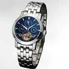 Gold Case Rose Gold Men's Genuine Stainless Steel Case Sun-Moon Show Calendar Mechanical Wristwatch