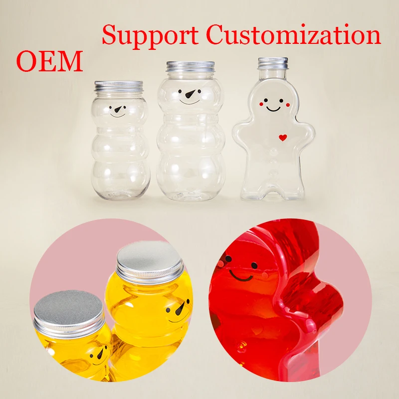 Eco Friendly 350ml 500ml Leak Proof Durable Small Bear Design PET Plastic Bottle for Juice Honey Storage details