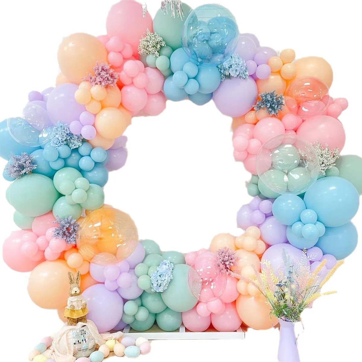 Colorful macaron themed balloon chain garland birthday wedding party balloons